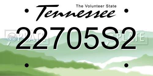 22705S2 Tennessee License Plate