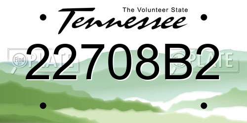 22708B2 Tennessee License Plate