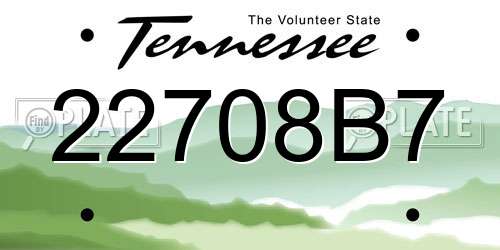 22708B7 Tennessee License Plate