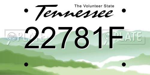 22781F Tennessee License Plate