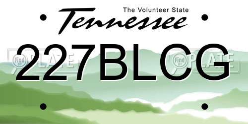 227BLCG Tennessee License Plate