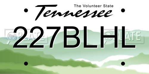 227BLHL Tennessee License Plate
