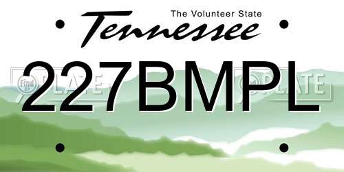227BMPL Tennessee License Plate