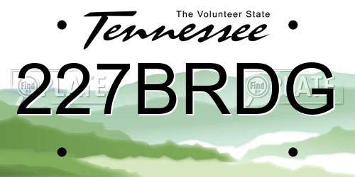 227BRDG Tennessee License Plate