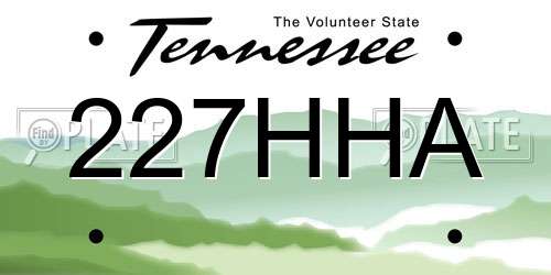 227HHA Tennessee License Plate