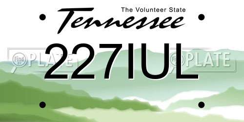 227IUL Tennessee License Plate