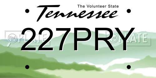 227PRY Tennessee License Plate
