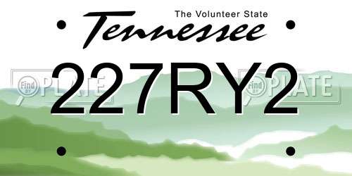 227RY2 Tennessee License Plate