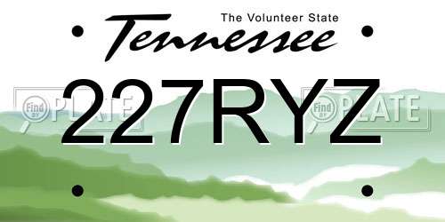 227RYZ Tennessee License Plate