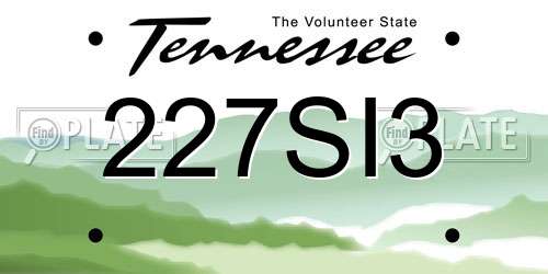 227SI3 Tennessee License Plate