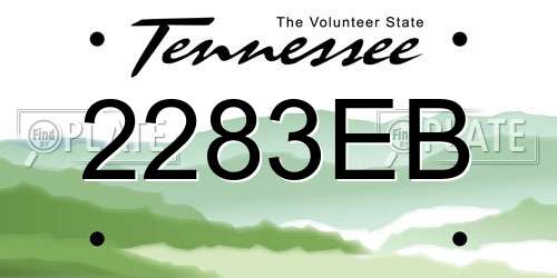 2283EB Tennessee License Plate