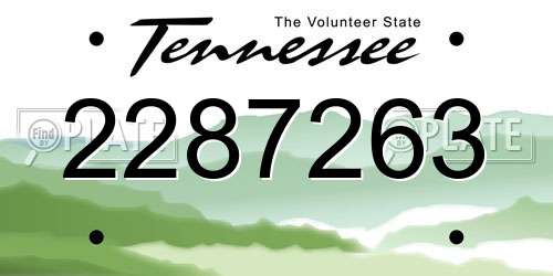 2287263 Tennessee License Plate
