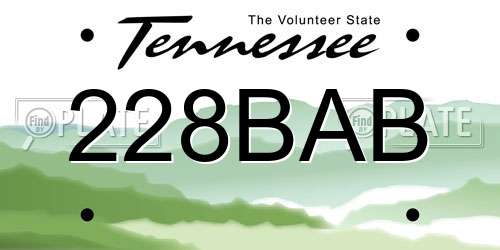 228BAB Tennessee License Plate