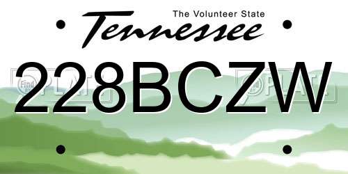228BCZW Tennessee License Plate