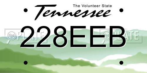 228EEB Tennessee License Plate