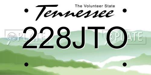 228JTO Tennessee License Plate