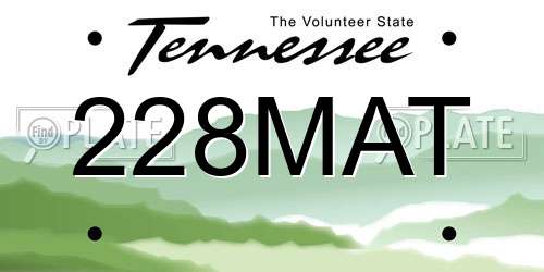 228MAT Tennessee License Plate