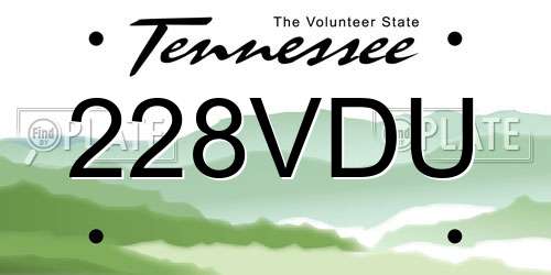 228VDU Tennessee License Plate