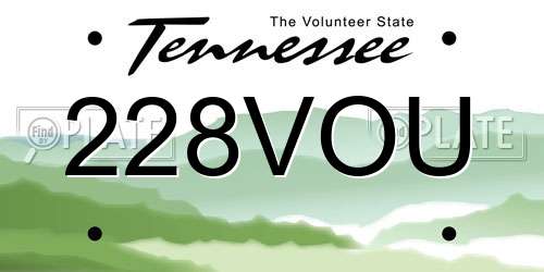 228VOU Tennessee License Plate