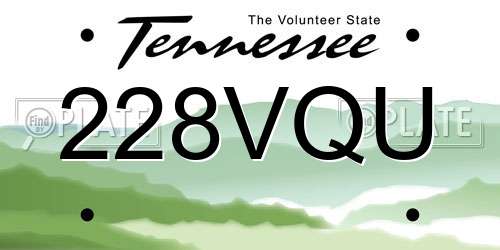 228VQU Tennessee License Plate