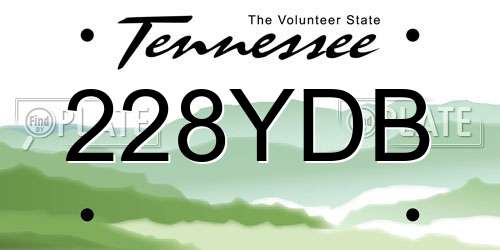 228YDB Tennessee License Plate