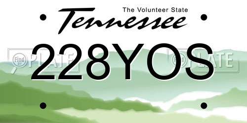 228YOS Tennessee License Plate