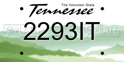 2293IT Tennessee License Plate