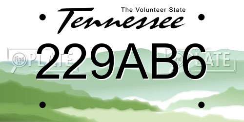 229AB6 Tennessee License Plate
