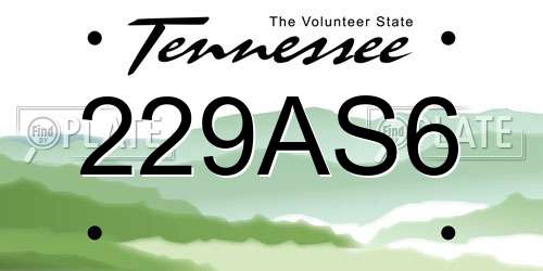 229AS6 Tennessee License Plate