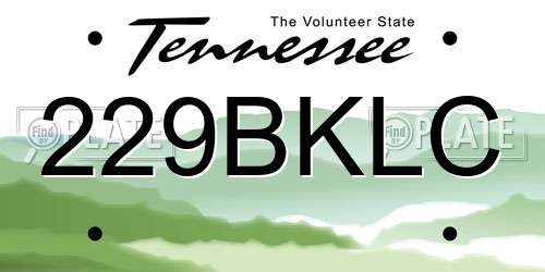229BKLC Tennessee License Plate