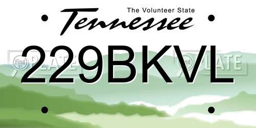229BKVL Tennessee License Plate