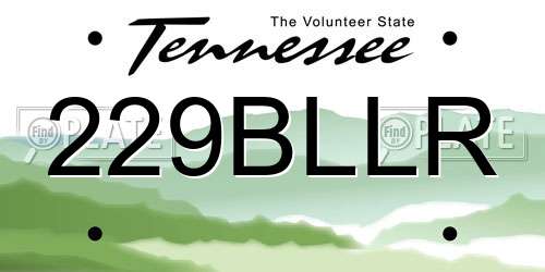 229BLLR Tennessee License Plate
