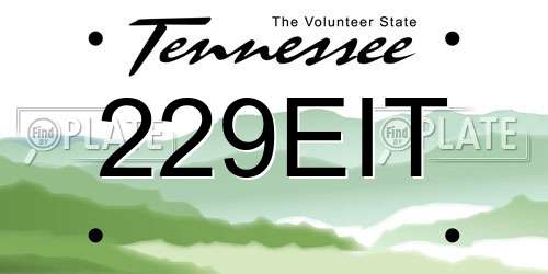 229EIT Tennessee License Plate