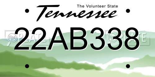 22AB338 Tennessee License Plate