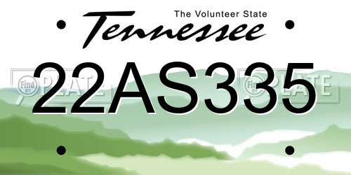 22AS335 Tennessee License Plate