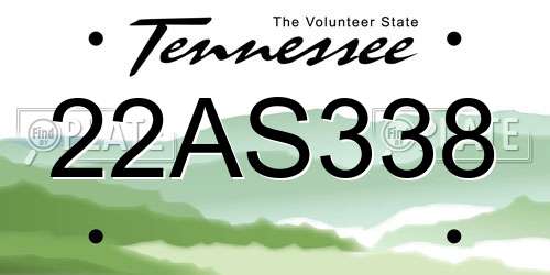 22AS338 Tennessee License Plate