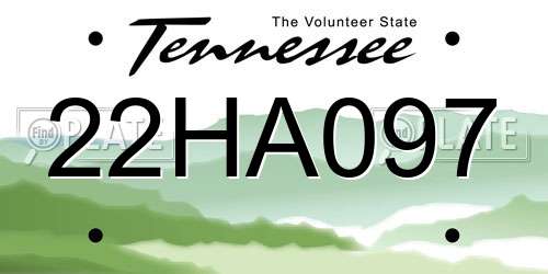 22HA097 Tennessee License Plate