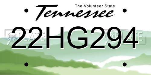 22HG294 Tennessee License Plate