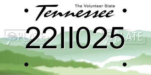 22II025 Tennessee License Plate