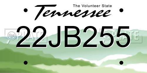 22JB255 Tennessee License Plate