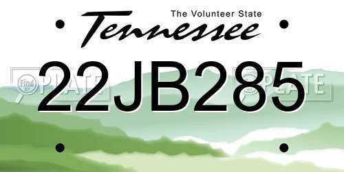 22JB285 Tennessee License Plate