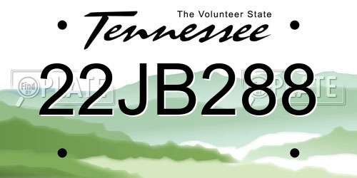 22JB288 Tennessee License Plate