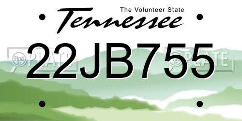 22JB755 Tennessee License Plate