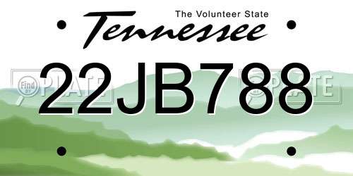 22JB788 Tennessee License Plate