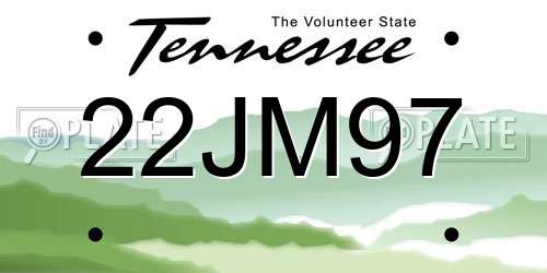 22JM97 Tennessee License Plate