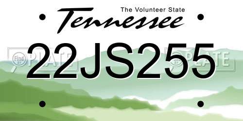 22JS255 Tennessee License Plate