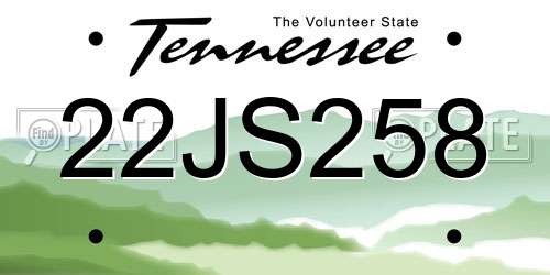 22JS258 Tennessee License Plate