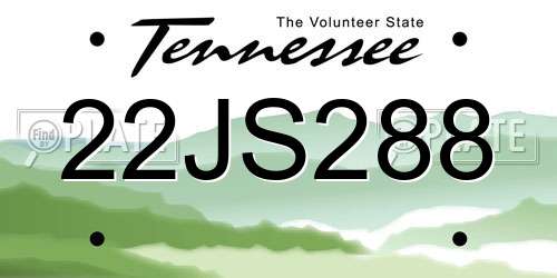 22JS288 Tennessee License Plate