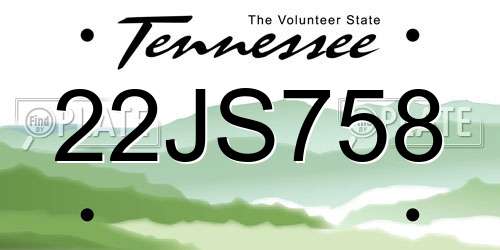 22JS758 Tennessee License Plate