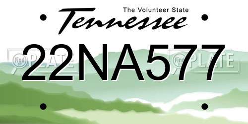 22NA577 Tennessee License Plate